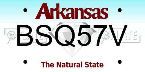 BSQ57V Arkansas License Plate
