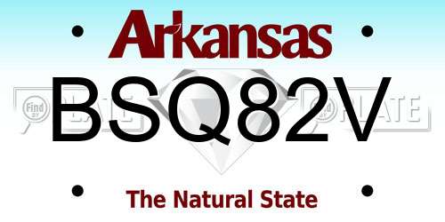BSQ82V Arkansas License Plate
