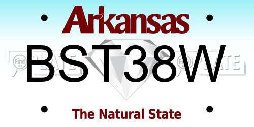 BST38W Arkansas License Plate
