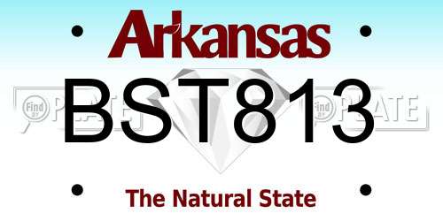 BST813 Arkansas License Plate