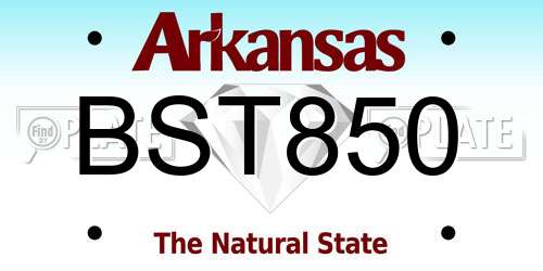 BST850 Arkansas License Plate