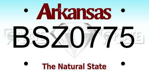BSZ0775 Arkansas License Plate