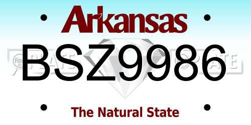 BSZ9986 Arkansas License Plate