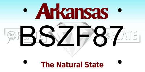BSZF87 Arkansas License Plate