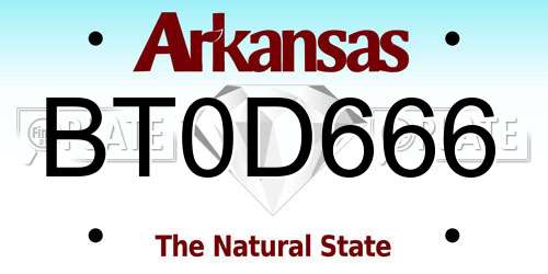 BT0D666 Arkansas License Plate
