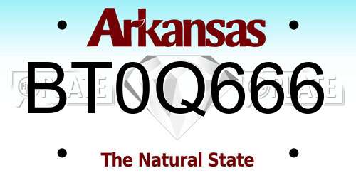 BT0Q666 Arkansas License Plate