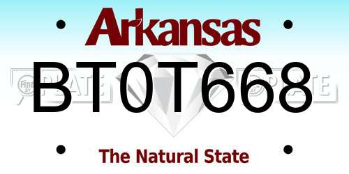 BT0T668 Arkansas License Plate