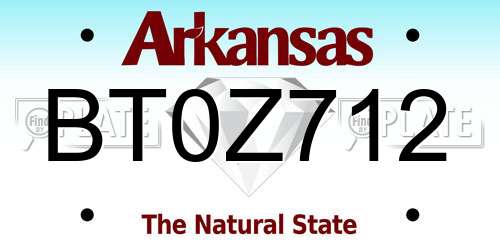 BT0Z712 Arkansas License Plate
