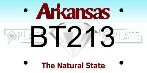BT213 Arkansas License Plate