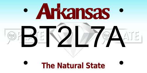 BT2L7A Arkansas License Plate