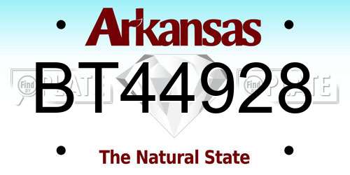 BT44928 Arkansas License Plate