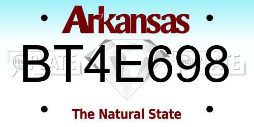 BT4E698 Arkansas License Plate