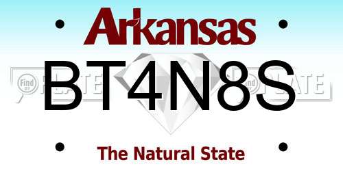 BT4N8S Arkansas License Plate