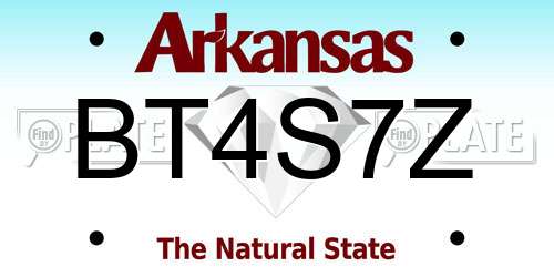 BT4S7Z Arkansas License Plate