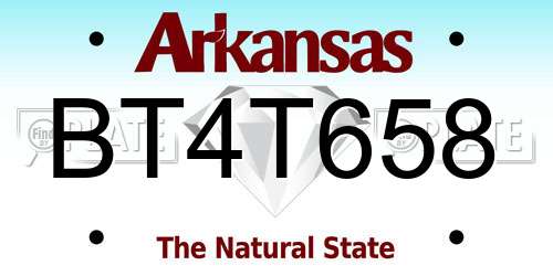 BT4T658 Arkansas License Plate