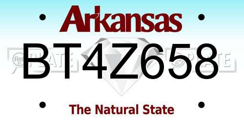 BT4Z658 Arkansas License Plate