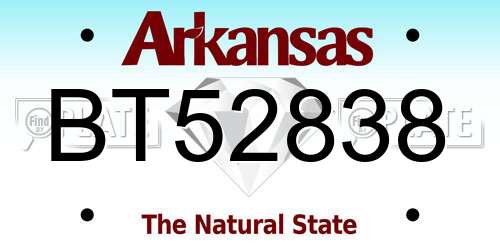 BT52838 Arkansas License Plate