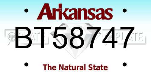 BT58747 Arkansas License Plate