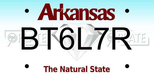 BT6L7R Arkansas License Plate