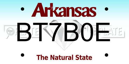 BT7B0E Arkansas License Plate