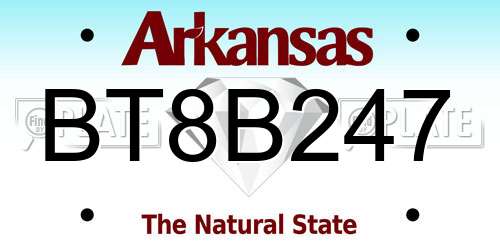 BT8B247 Arkansas License Plate