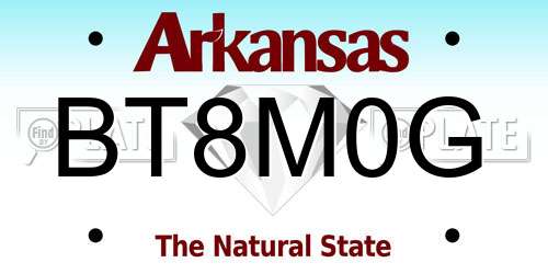 BT8M0G Arkansas License Plate