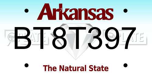 BT8T397 Arkansas License Plate