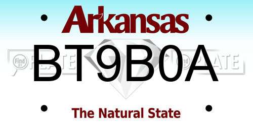 BT9B0A Arkansas License Plate