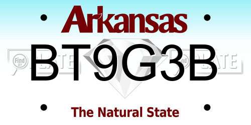 BT9G3B Arkansas License Plate