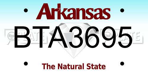 BTA3695 Arkansas License Plate
