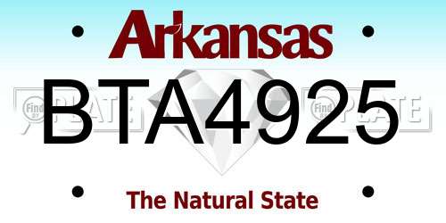 BTA4925 Arkansas License Plate