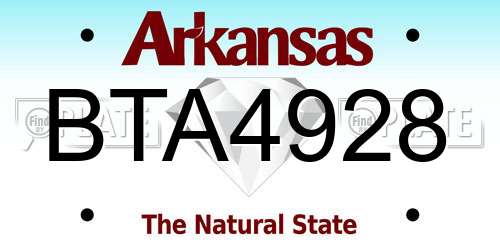 BTA4928 Arkansas License Plate