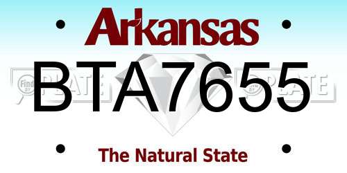 BTA7655 Arkansas License Plate