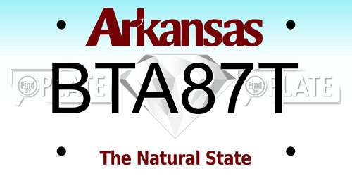 BTA87T Arkansas License Plate