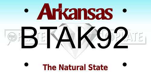 BTAK92 Arkansas License Plate