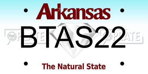 BTAS22 Arkansas License Plate