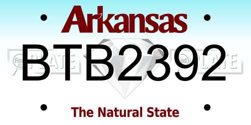BTB2392 Arkansas License Plate