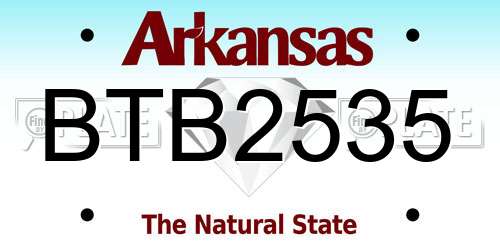 BTB2535 Arkansas License Plate