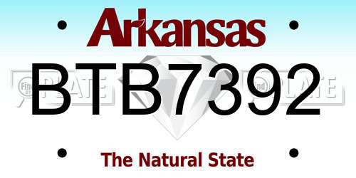 BTB7392 Arkansas License Plate