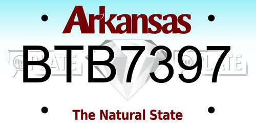 BTB7397 Arkansas License Plate