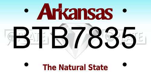 BTB7835 Arkansas License Plate