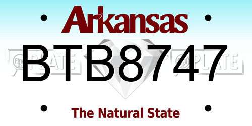 BTB8747 Arkansas License Plate