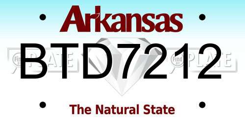 BTD7212 Arkansas License Plate