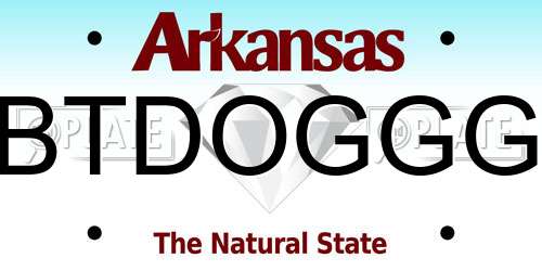 BTDOGGG Arkansas License Plate