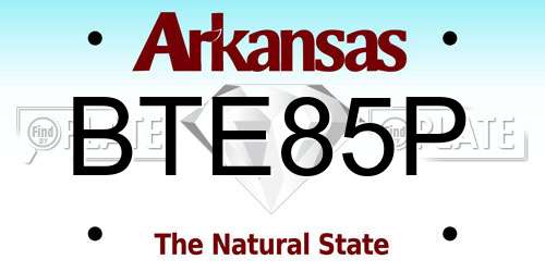 BTE85P Arkansas License Plate