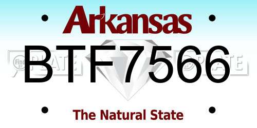 BTF7566 Arkansas License Plate