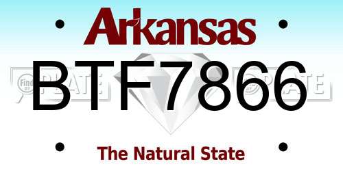BTF7866 Arkansas License Plate