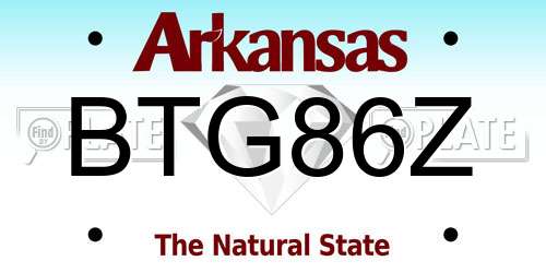BTG86Z Arkansas License Plate