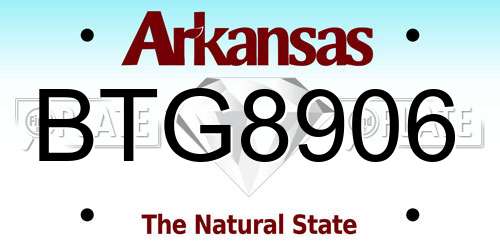 BTG8906 Arkansas License Plate