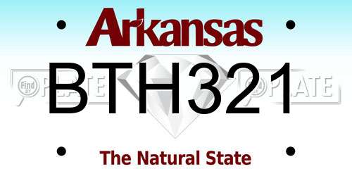 BTH321 Arkansas License Plate